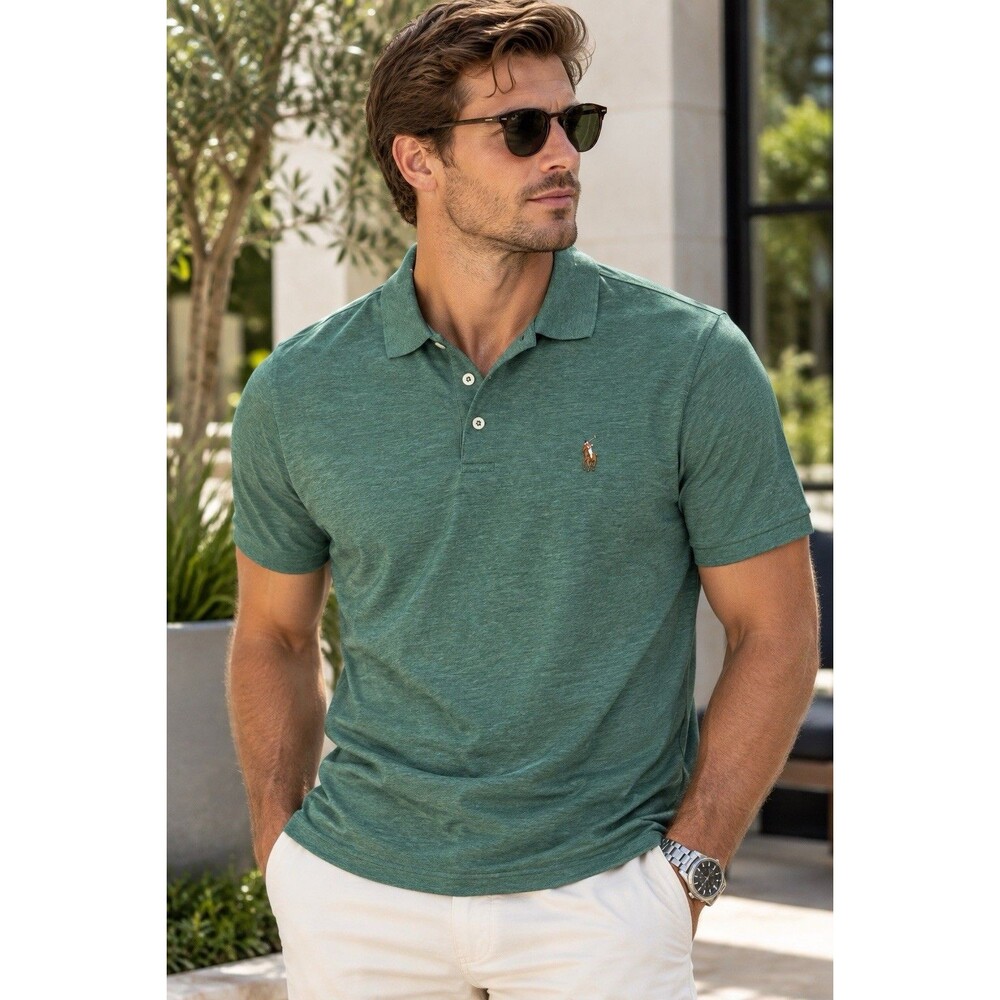 Polo Ralph Lauren Flesh Pony Polo Shirt Mens L Green Classic Fit Preppy Fall